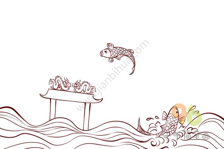 成语大全:鱼跃龙门简笔画