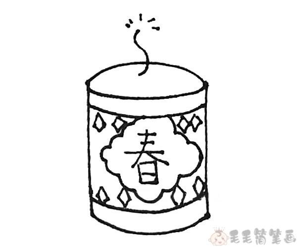 新年春节烟花简笔画图片,炮仗简笔画法