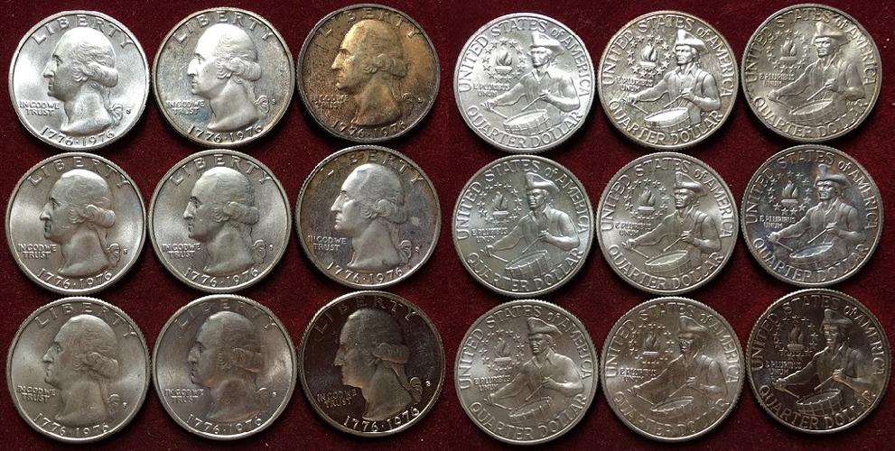 美国1976年华盛顿头像25美分纪念银币 单枚价(大图展示)