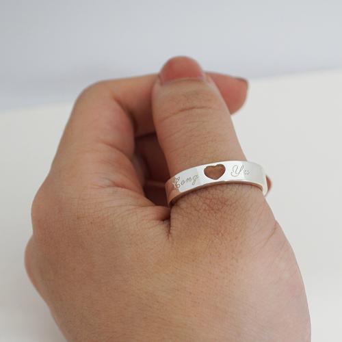 爱心篓空(4/6/8mm)(含刻字)雕刻纯银戒指|925银饰戒指推荐(单只价)