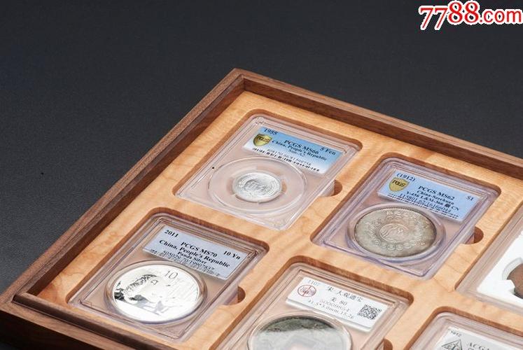 6枚装pcgs型黑胡桃带盖单层实木评级币托盘古币银元纪念币钱币收藏盒