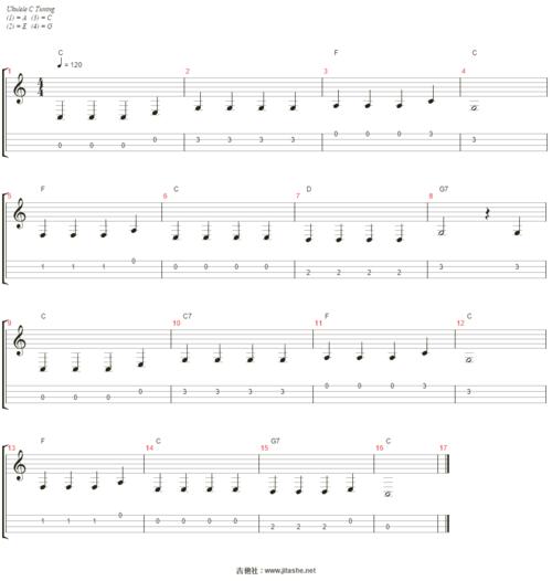 小毛驴(尤克里里)吉他谱(音轨 1)_群星