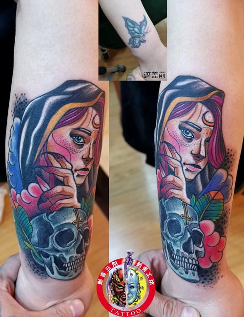 欧美人物遮盖旧纹身