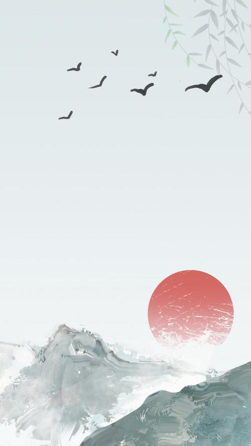 简约中国风清明节水墨画,锁屏图片,高清手机壁纸,节日