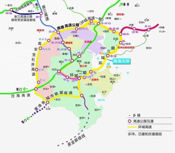 八车道),设计行车时速100公里,沿线经过或包含的丰泽区,洛江区,惠安县