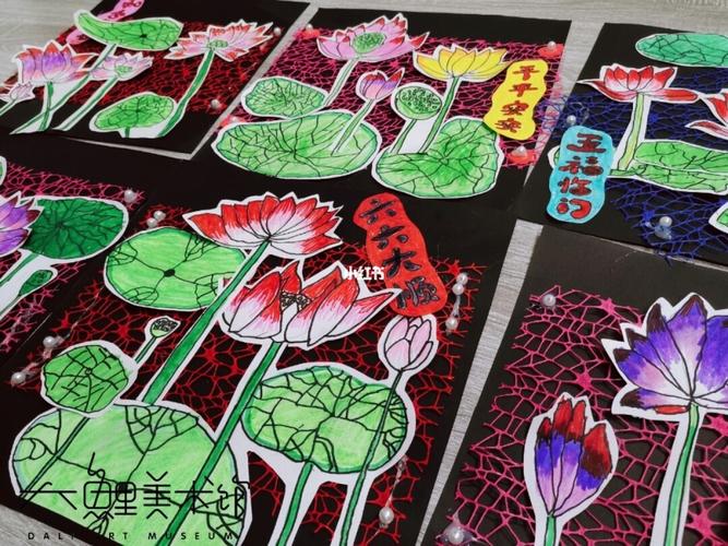 荷花池—6岁荷花造型练习_马克笔_儿童画_母婴_早教