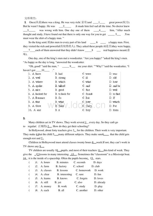 八年级英语阅读理解习题.pdf