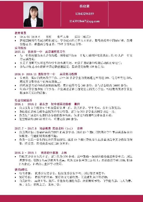 北华大学首届简历设计制作大赛