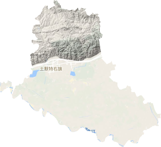 土默特右旗高清地形地图,土默特右旗高清谷歌地形地图