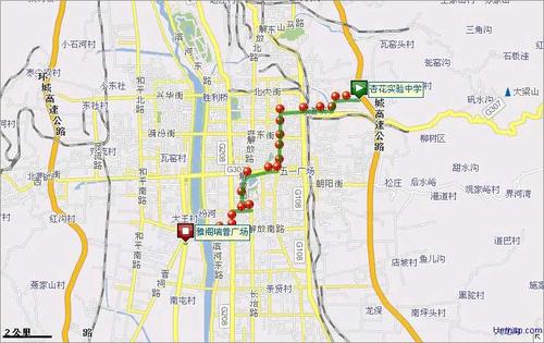 太原3路上行公交线路图