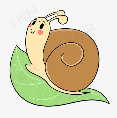 卡通蜗牛爬行png透明底