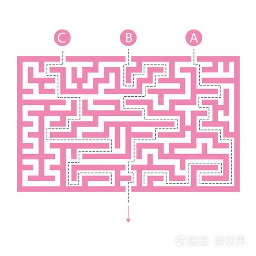 迷宫形状设计元素三个入口一个出口和一个正确的方向但许多路径陷入