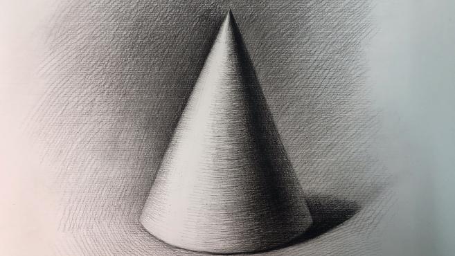 曹老师教你画素描 石膏几何体 圆锥体画法