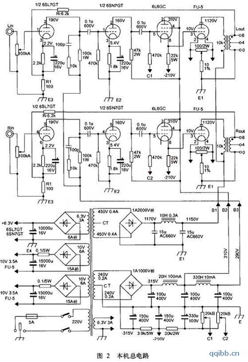 单端805甲类输出45w×2合并式胆机-综合电路图-电子产品世界