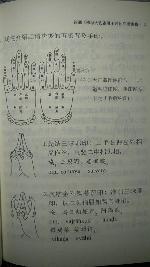 佛母孔雀大明王经祈请法五咒五手印2