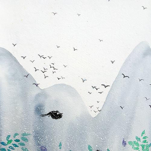 《飞鸟集》原创水彩画