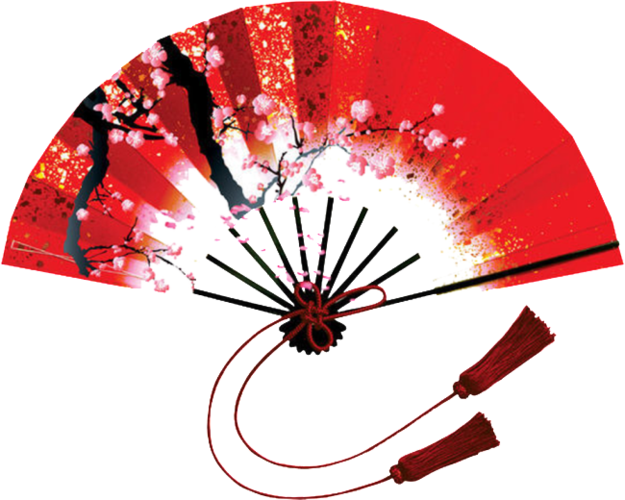 手绘中国风扇子透明装饰素材
