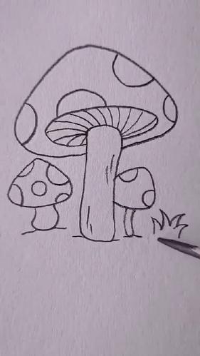 蘑菇简笔画,学会了教小朋友玩