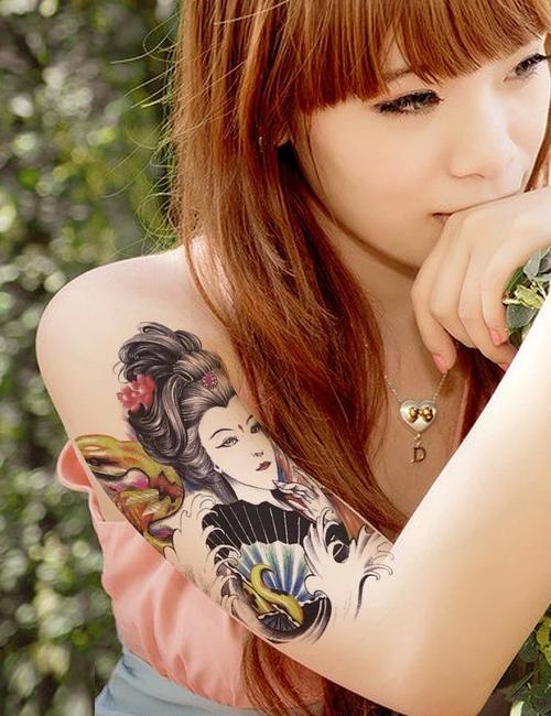 半臂歌姬艺妓手臂小花臂社会艺术清新唯美男女可以用