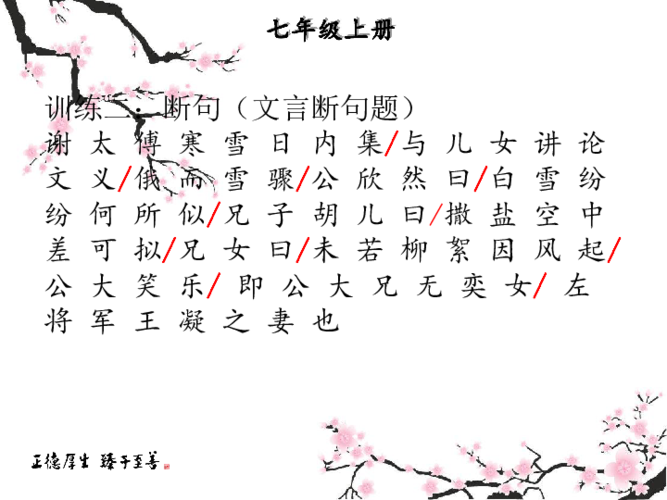 中考课外文言文专题复习语文7上一咏雪课件共19张ppt