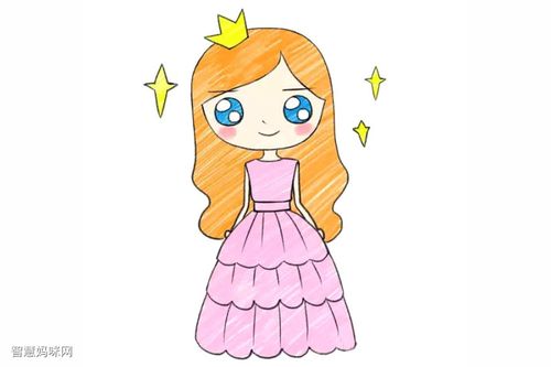 美丽的金发碧眼小公主简笔画