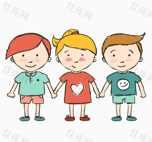 3个卡通小伙伴矢量素材