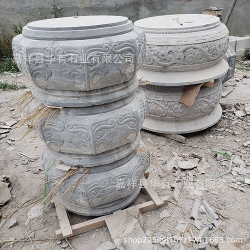 嘉祥石雕青石仿古柱墩 圆形六角八角形木柱底座柱基石