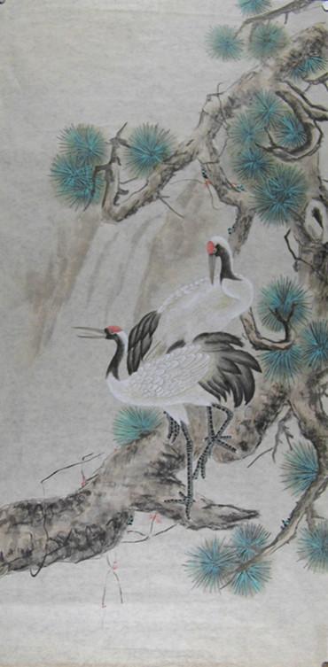 张老师4现代画家工笔画四尺仙鹤