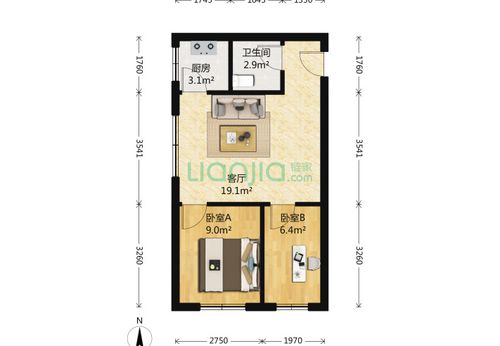 深圳华富大厦2室1厅1卫70平米户型图