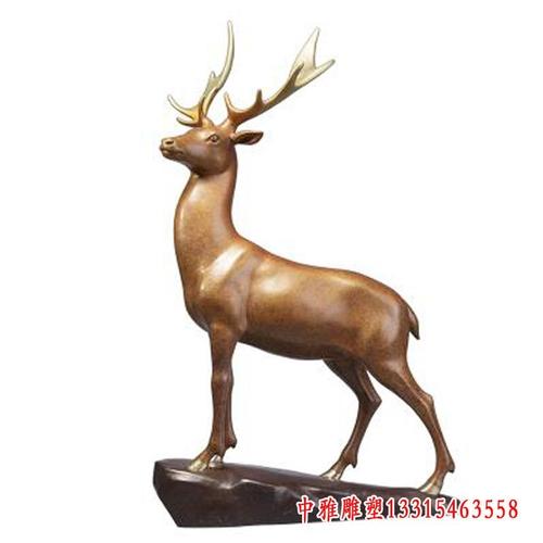 铸铜抽象小鹿雕塑-钦州鹿铜雕雕塑加工厂
