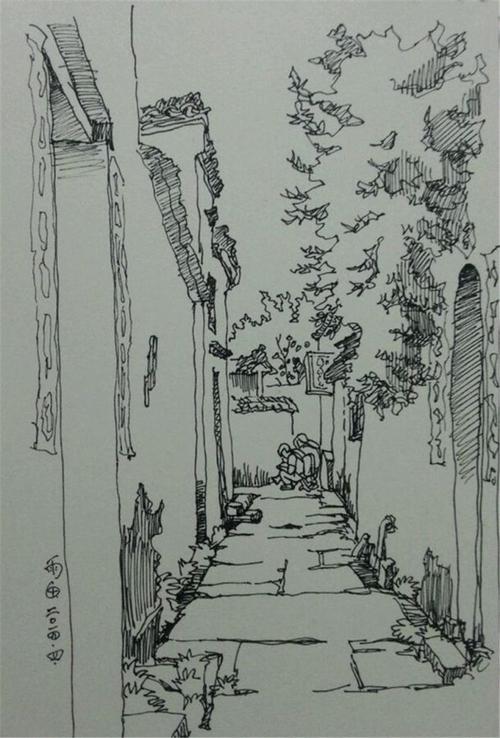 转载绘画汤向皖南写生钢笔画四