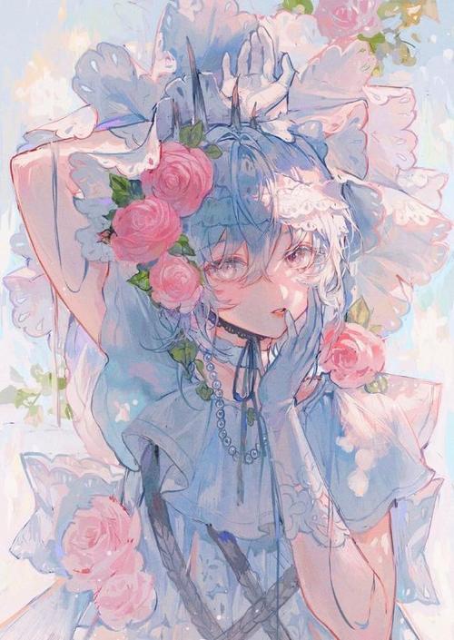 唯美卡通人物插画,画面清新,富有通透性