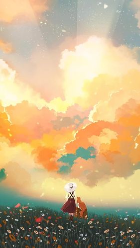 森系唯美少女风景插画壁纸