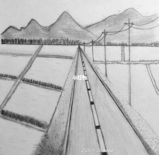 素描手绘|家乡的田野_素描_手绘_文化_绘画