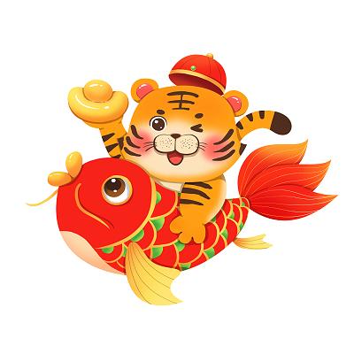 老虎拜年虎年拜年的老虎卡通老虎png虎年新年春节2022年拜年的老虎