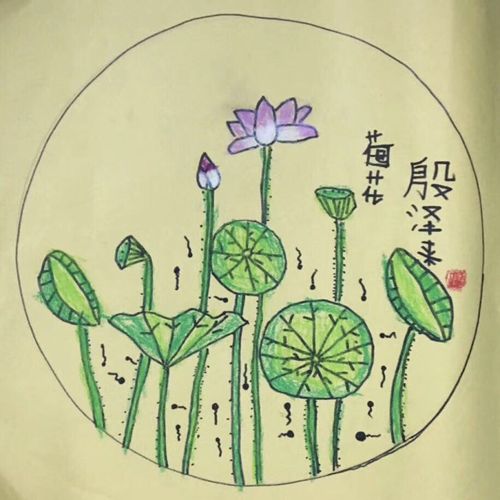济南智家少儿书画大观园附近学画画-幼儿园小朋友们的荷花