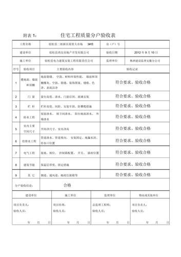 分户验收表格(填写示例)