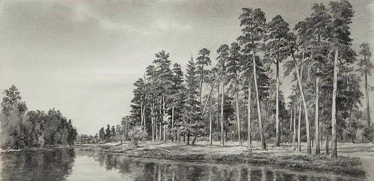 素描风景,领略山川河流的自然风光素描