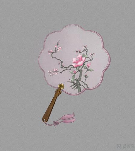 团扇的绘制古风插画饰品团扇设计练习