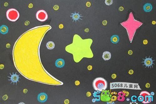 儿童夜晚星空简笔画步骤