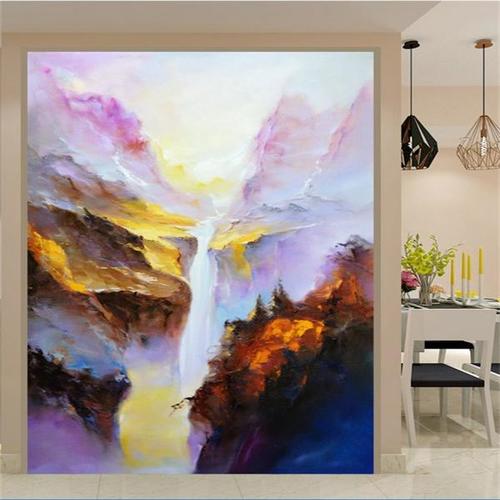 3d艺术玄关壁画客厅走廊过道背景墙纸无缝墙布壁纸抽象油画山水