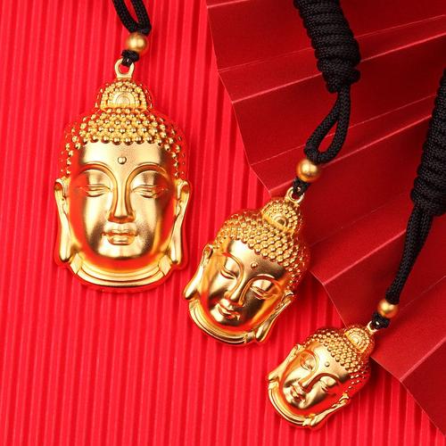 喜伴珠宝足金金佛吊坠如来佛古法纯金佛祖项链颈饰
