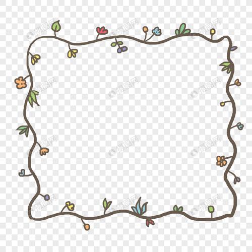 手绘花朵树叶叶子藤蔓边框元素素材下载-正版素材-摄