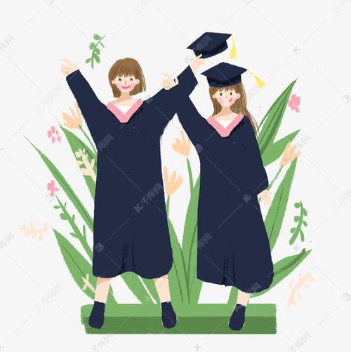 毕业季穿着毕业服的学生毕业照免抠图