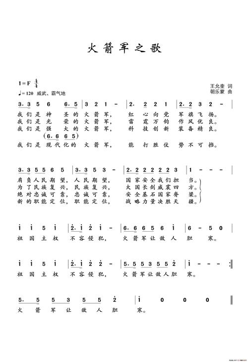 火箭军之歌 简谱