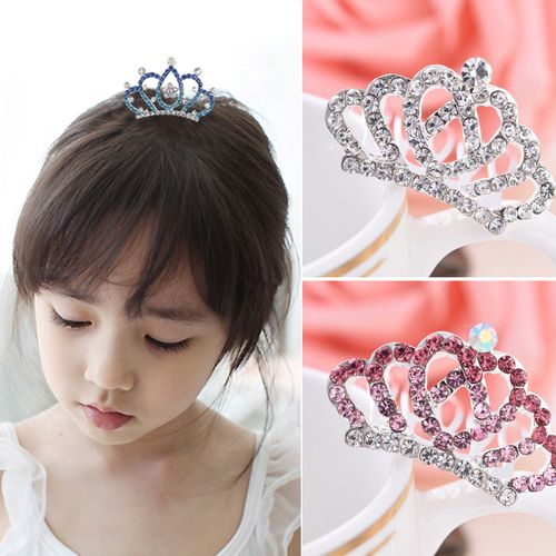 韩国儿童发饰女童可爱公主水钻皇冠发梳头饰宝宝生日发夹王冠发卡