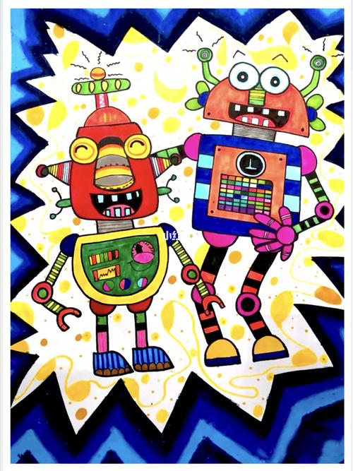 创意美术-多彩机器人_美术_少儿创意美术_文化_绘画