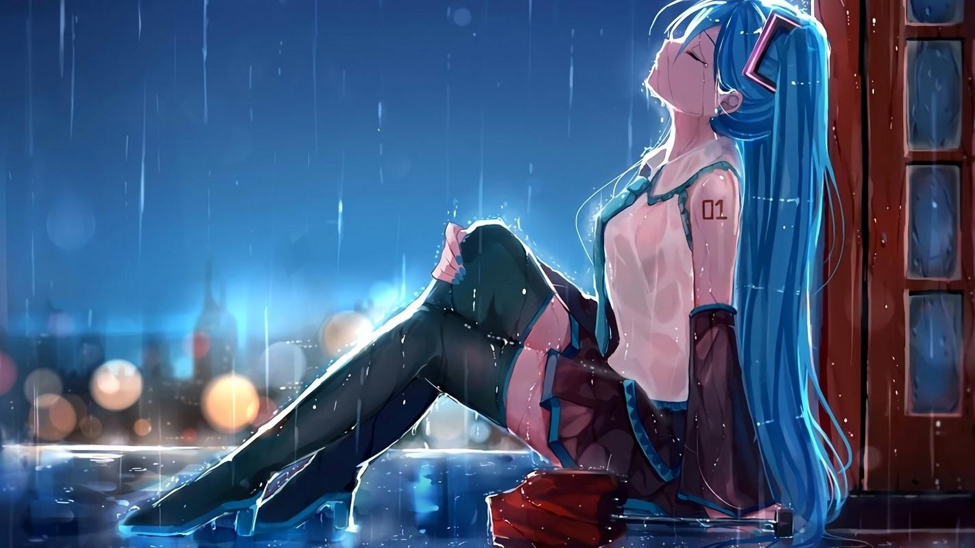 蓝色天空高清二次元动漫美女漫画桌面壁纸