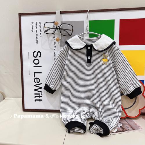 丸纸momoko2022春款新款婴幼儿童装宝宝连体三角爬服套装批发