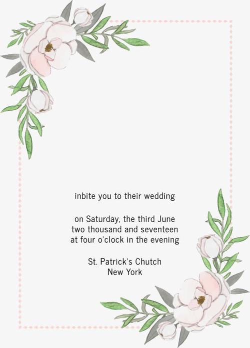 白色山茶花边框邀请卡